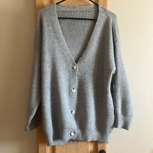 Light grey ribbed oversized cardigan. Cashmere like feel.
